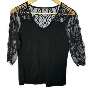 Leo & Ugo Paris France Black‎ Lace Blouse Women's 3 8/10 or Medium